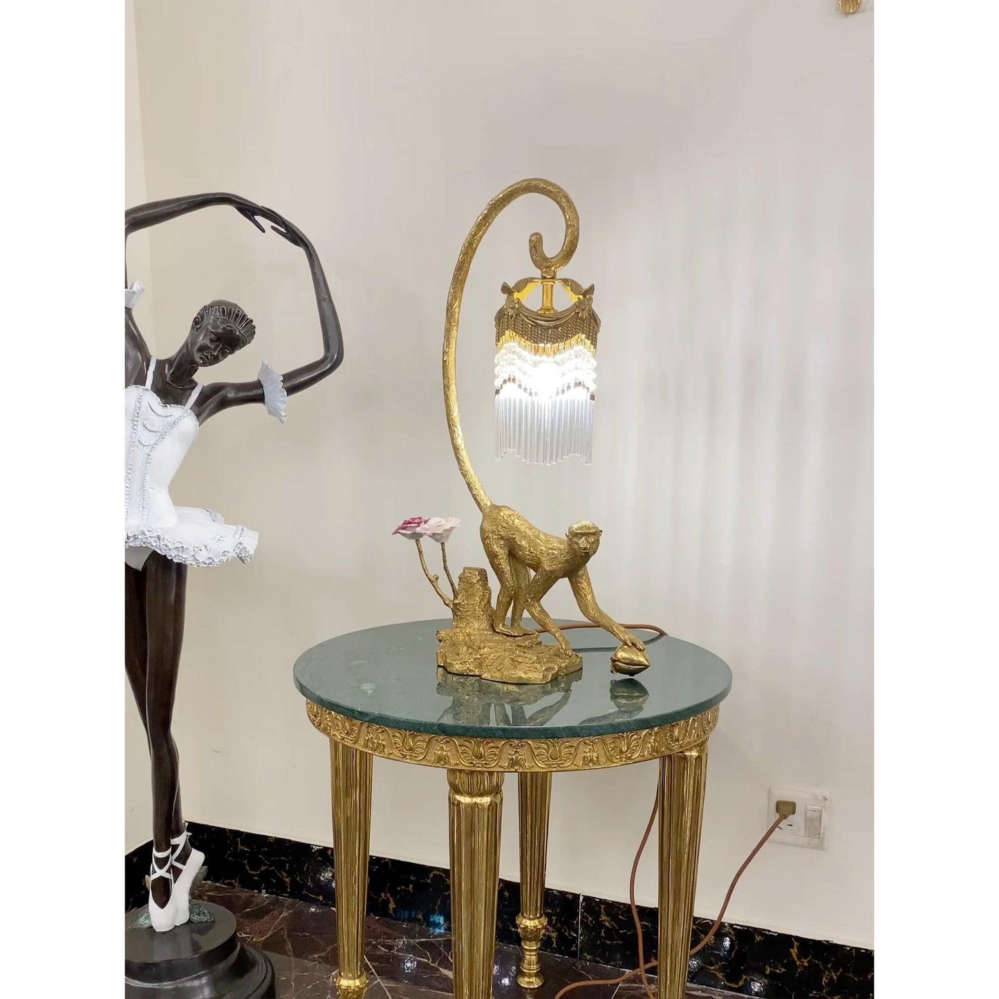 Zira Table Lamp - Luxury Brass & Crystal Bedside Light | Modern Elegant 22.8" Desk Lamp