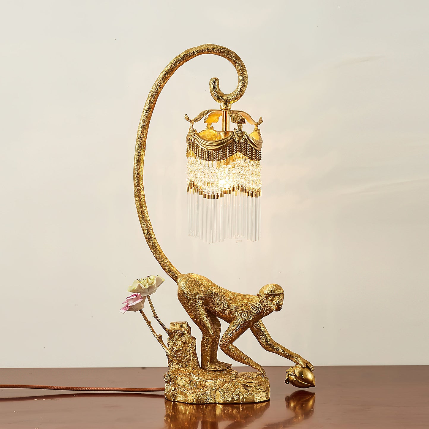 Zira Table Lamp - Luxury Brass & Crystal Bedside Light | Modern Elegant 22.8" Desk Lamp