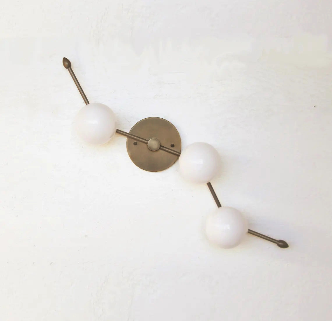 Zodiac Wall Lamp - Mid-Century Modern Italian Inspired Sconce | Handcrafted Antique Brass & Glass Wall Light