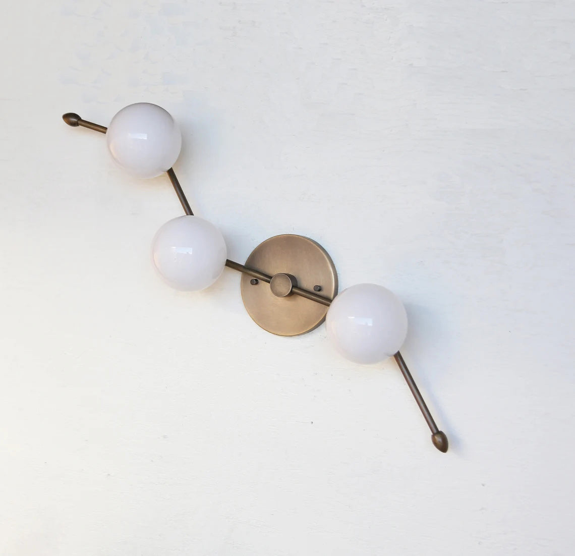 Zodiac Wall Lamp - Mid-Century Modern Italian Inspired Sconce | Handcrafted Antique Brass & Glass Wall Light