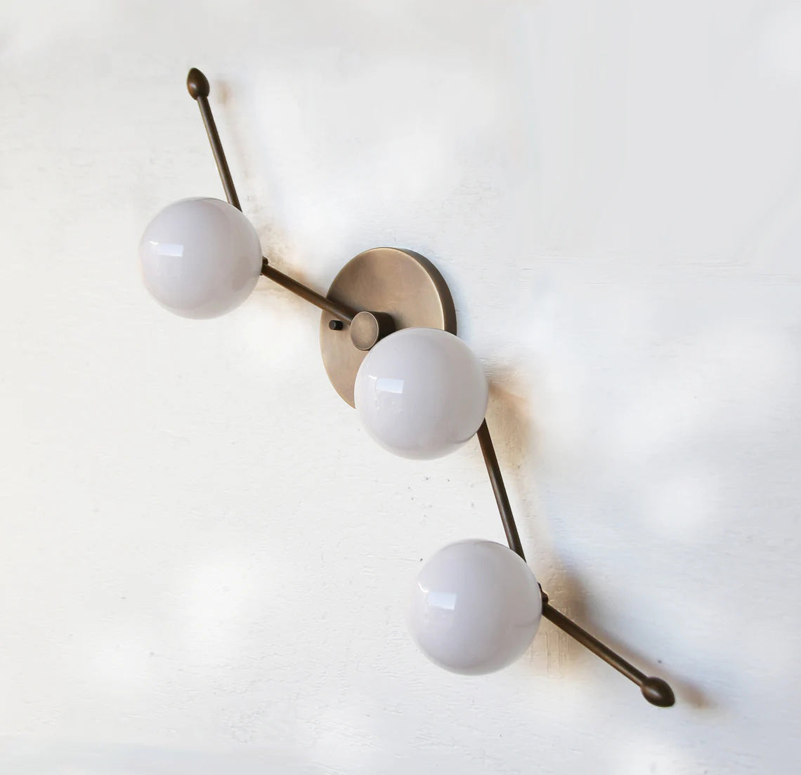 Zodiac Wall Lamp - Mid-Century Modern Italian Inspired Sconce | Handcrafted Antique Brass & Glass Wall Light