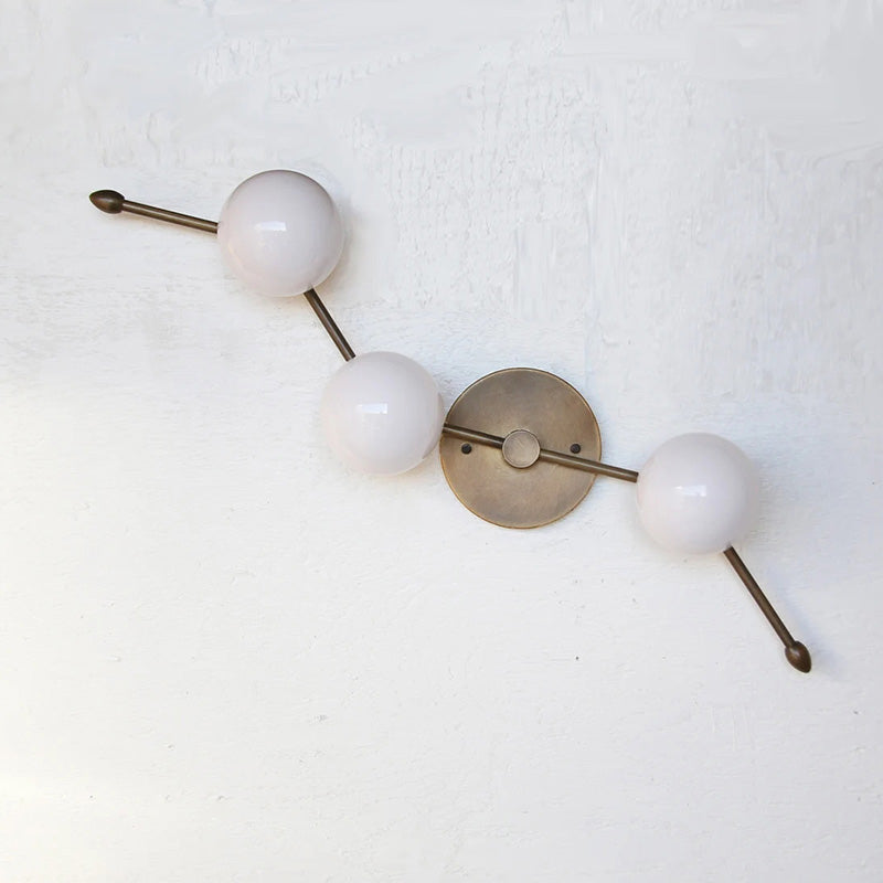 Zodiac Wall Lamp - Mid-Century Modern Italian Inspired Sconce | Handcrafted Antique Brass & Glass Wall Light