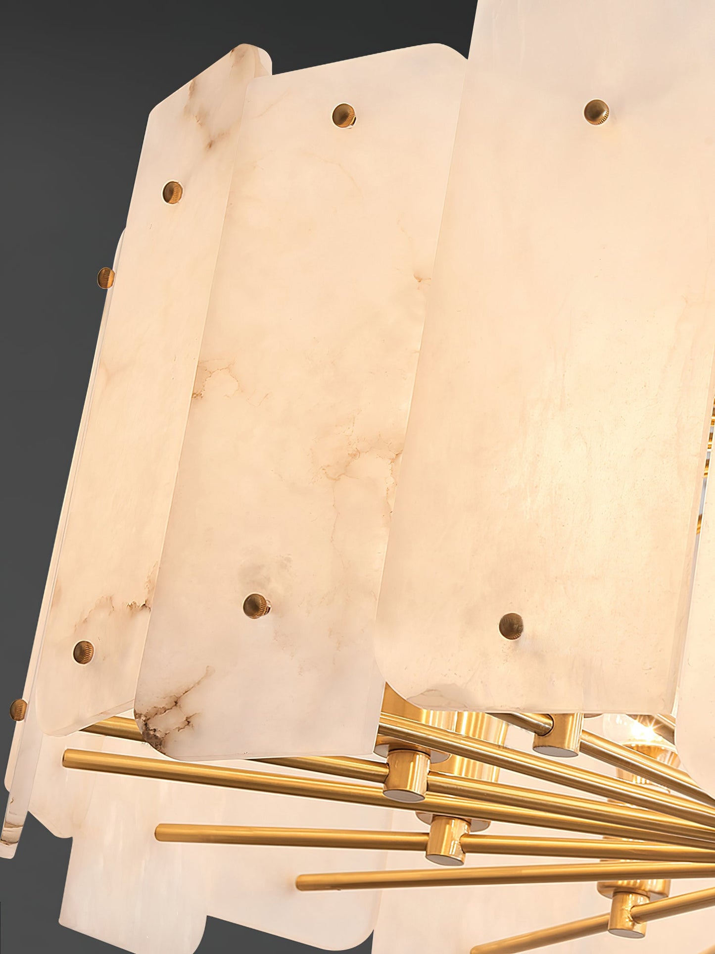 Zoe Tiered Alabaster Chandelier - Luxury Brass & White Petal Pendant | 5/10-Light Natural Stone Chandelier