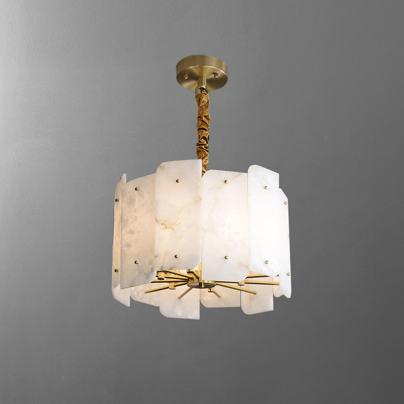 Zoe Tiered Alabaster Chandelier - Luxury Brass & White Petal Pendant | 5/10-Light Natural Stone Chandelier