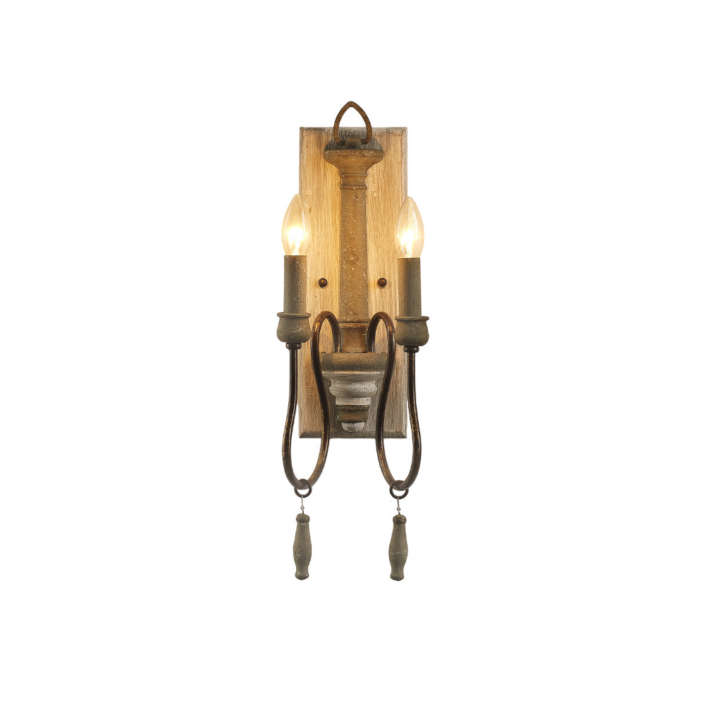 Zoe Wall Lamp - French Provincial 2-Light Wooden Sconce | Antique White Shabby Chic Wall Light