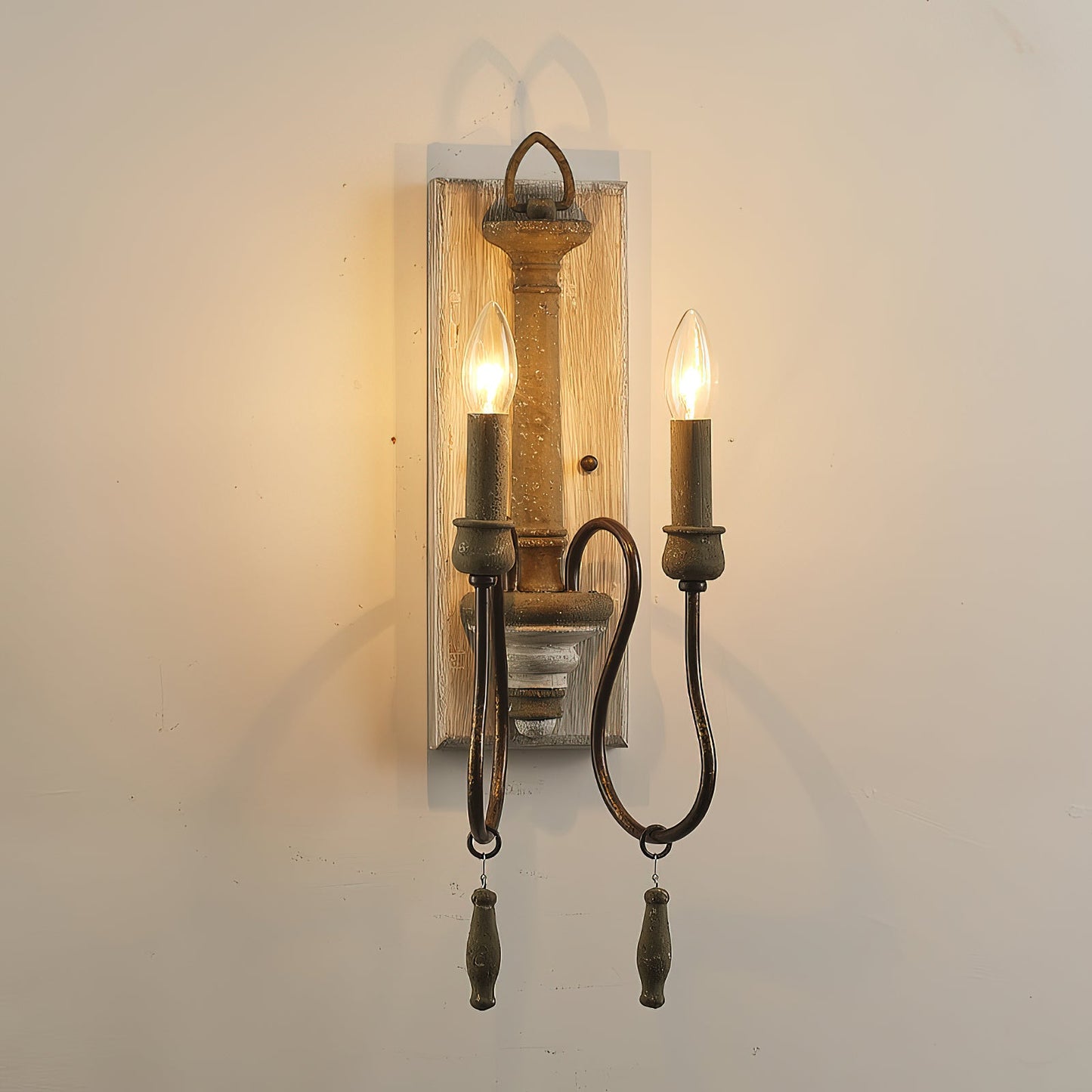 Zoe Wall Lamp - French Provincial 2-Light Wooden Sconce | Antique White Shabby Chic Wall Light
