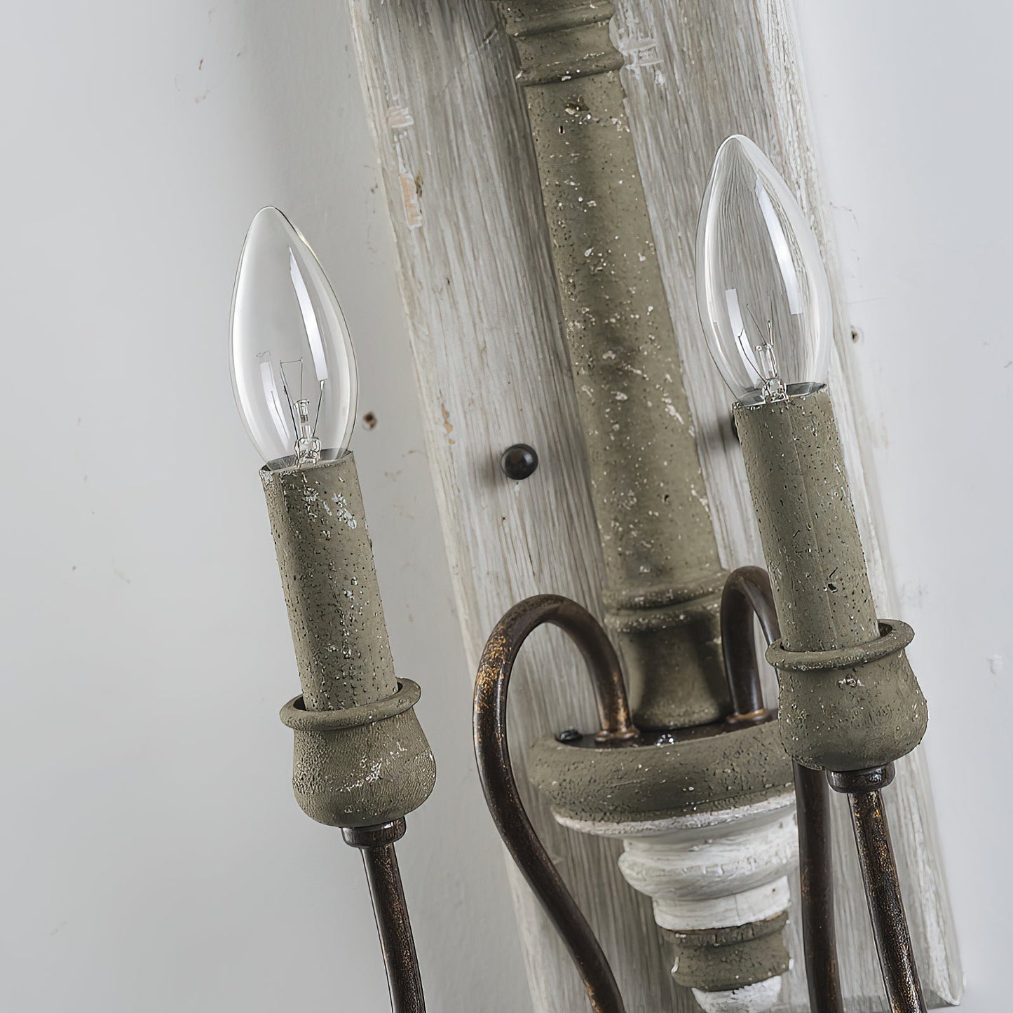 Zoe Wall Lamp - French Provincial 2-Light Wooden Sconce | Antique White Shabby Chic Wall Light
