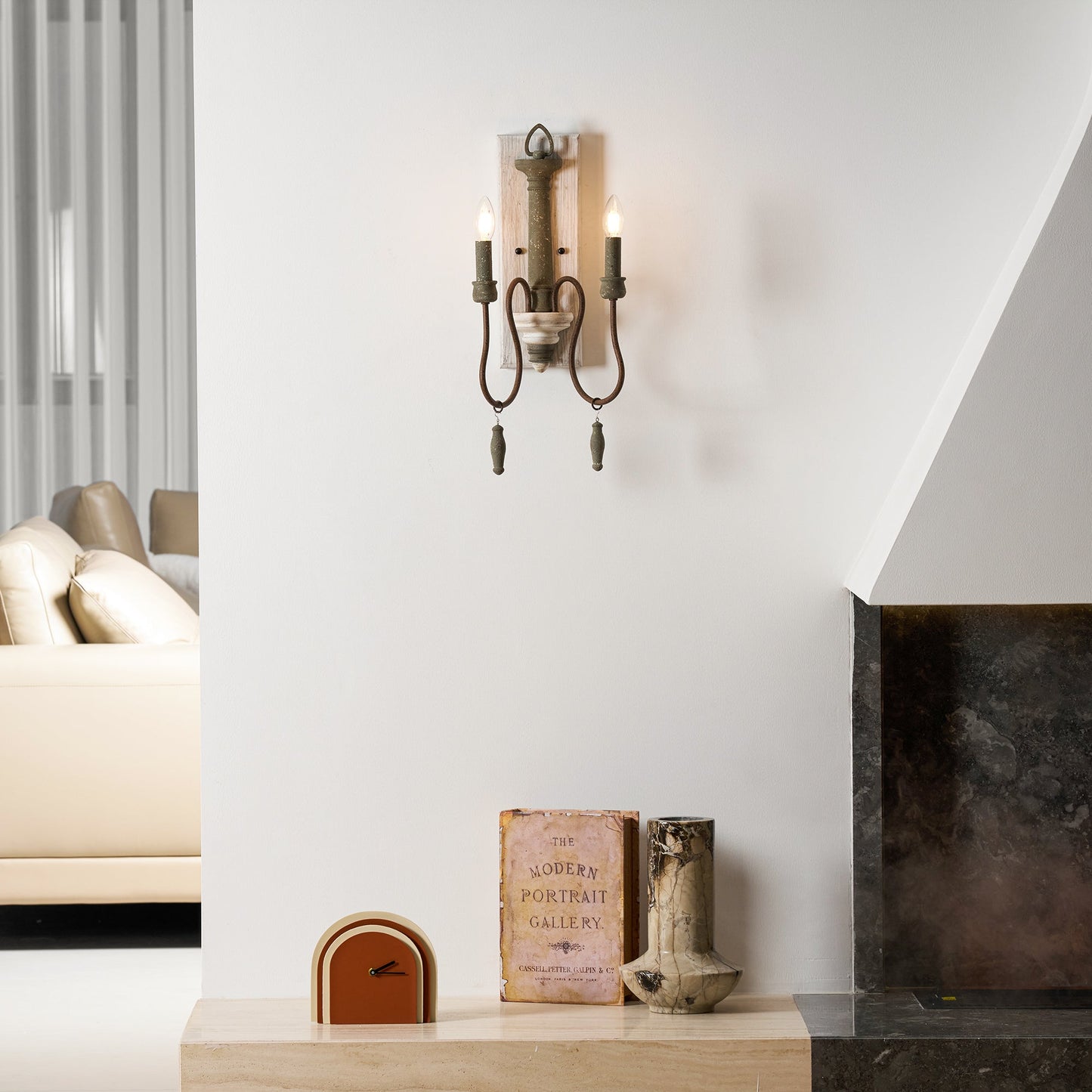 Zoe Wall Lamp - French Provincial 2-Light Wooden Sconce | Antique White Shabby Chic Wall Light