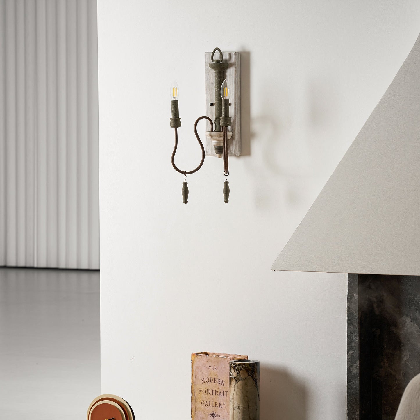 Zoe Wall Lamp - French Provincial 2-Light Wooden Sconce | Antique White Shabby Chic Wall Light