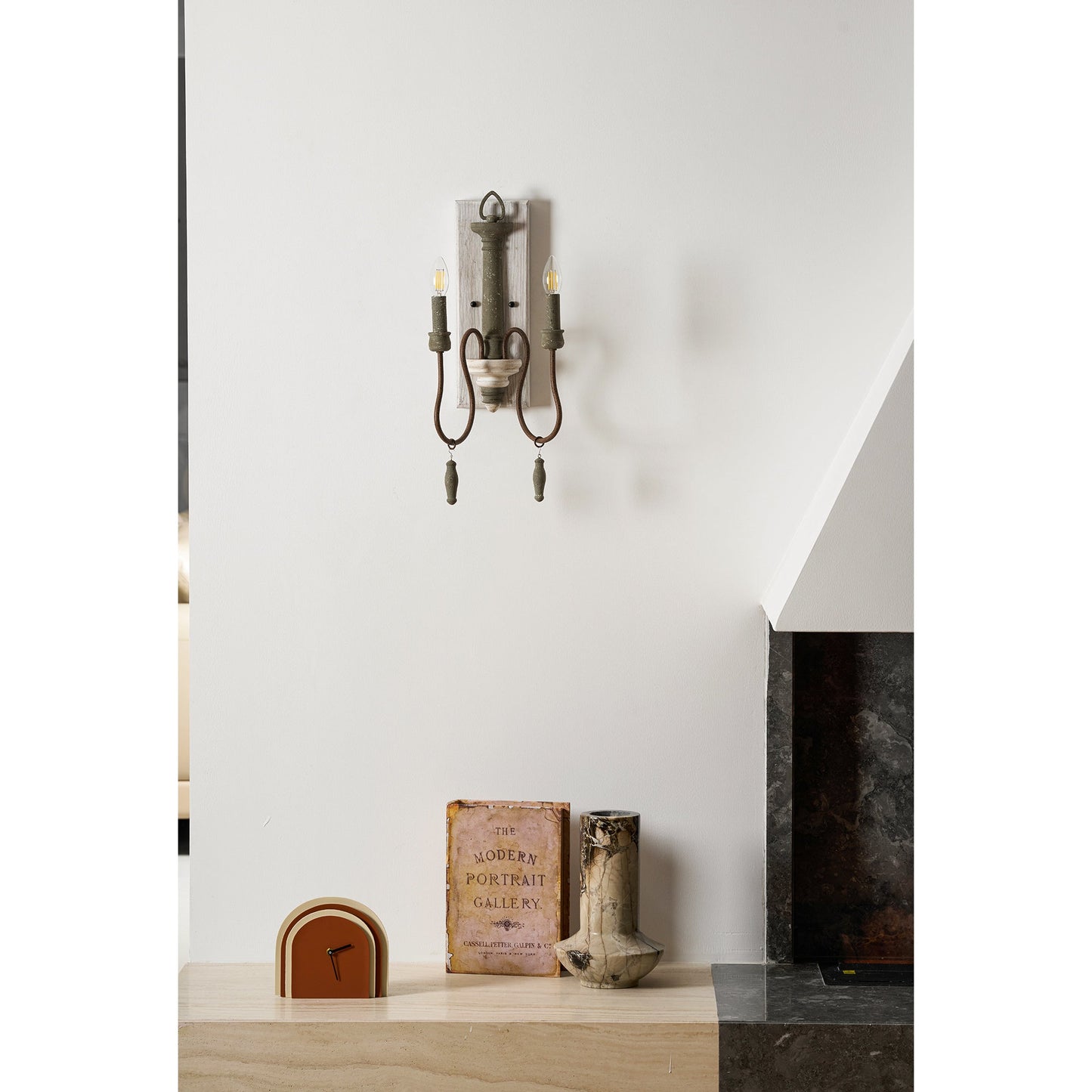 Zoe Wall Lamp - French Provincial 2-Light Wooden Sconce | Antique White Shabby Chic Wall Light