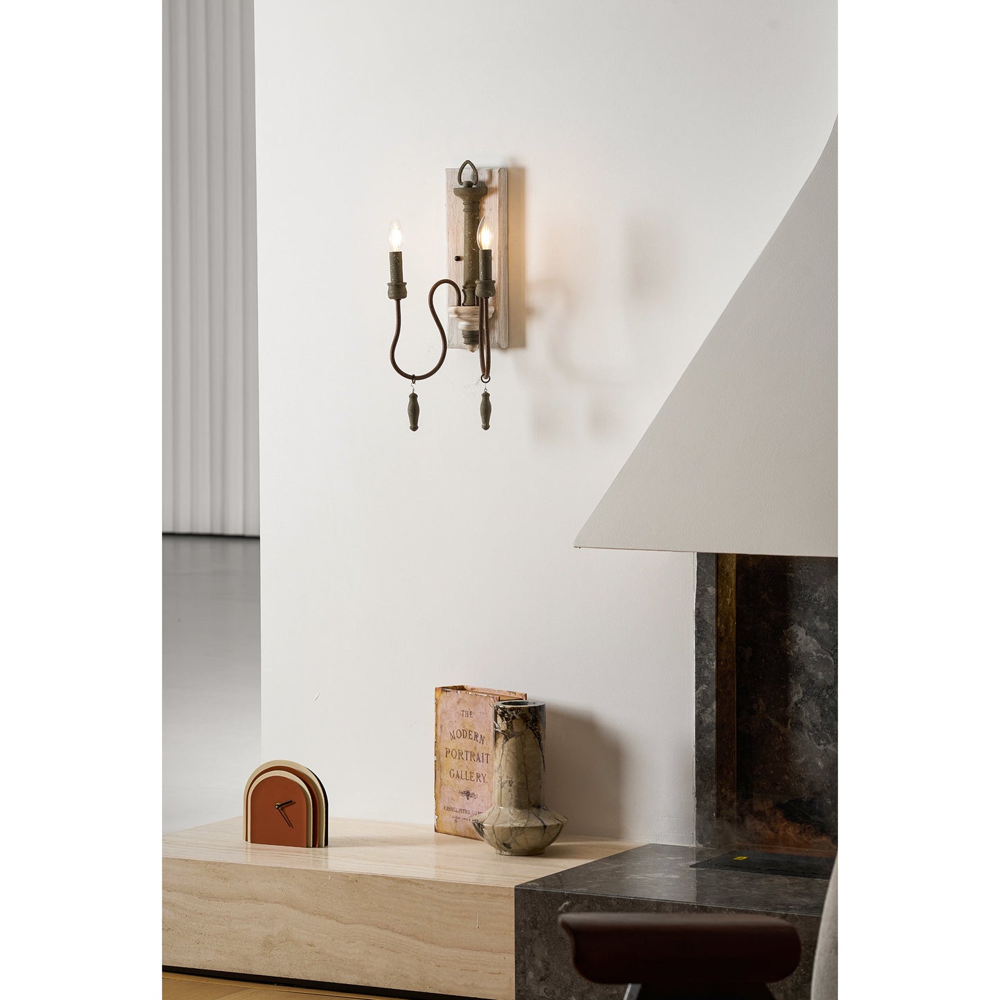 Zoe Wall Lamp - French Provincial 2-Light Wooden Sconce | Antique White Shabby Chic Wall Light