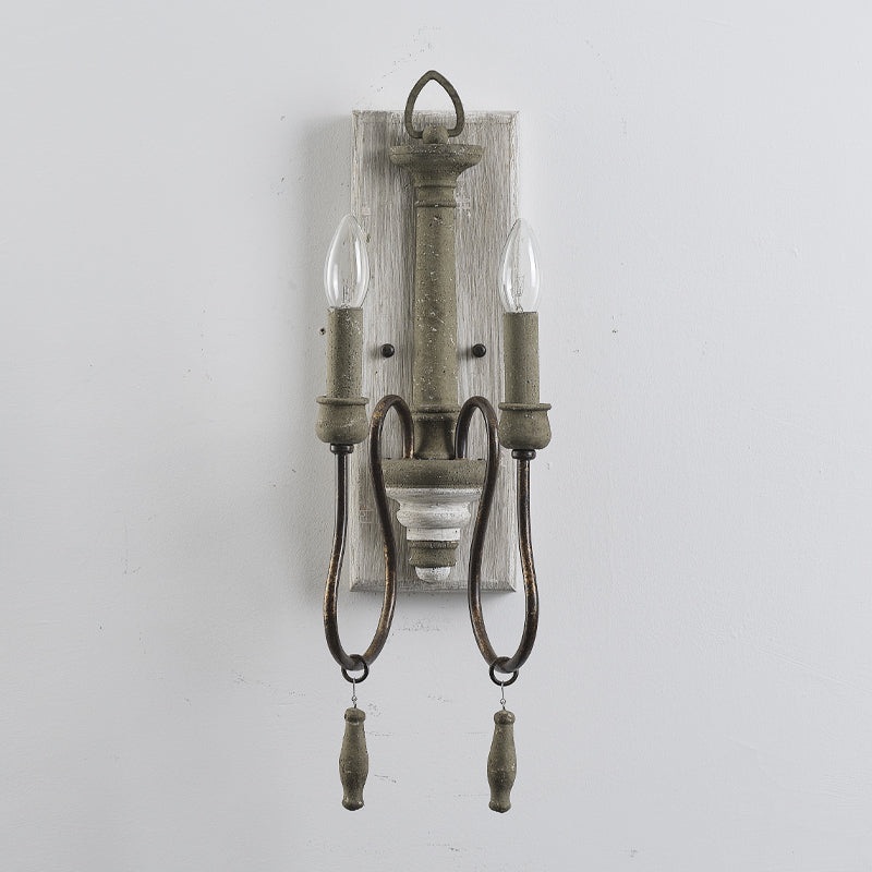 Zoe Wall Lamp - French Provincial 2-Light Wooden Sconce | Antique White Shabby Chic Wall Light