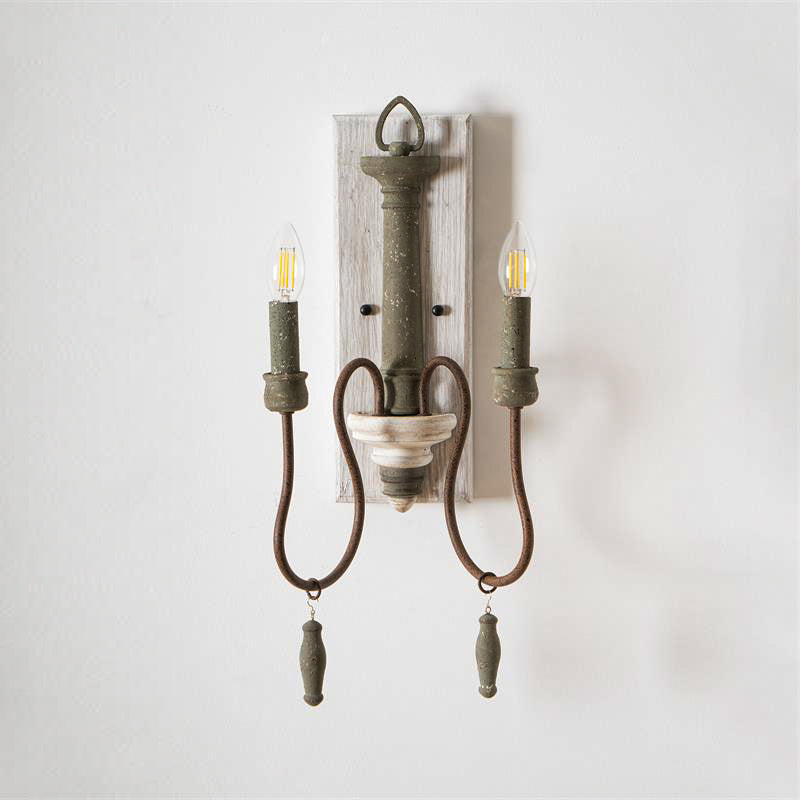 Zoe Wall Lamp - French Provincial 2-Light Wooden Sconce | Antique White Shabby Chic Wall Light
