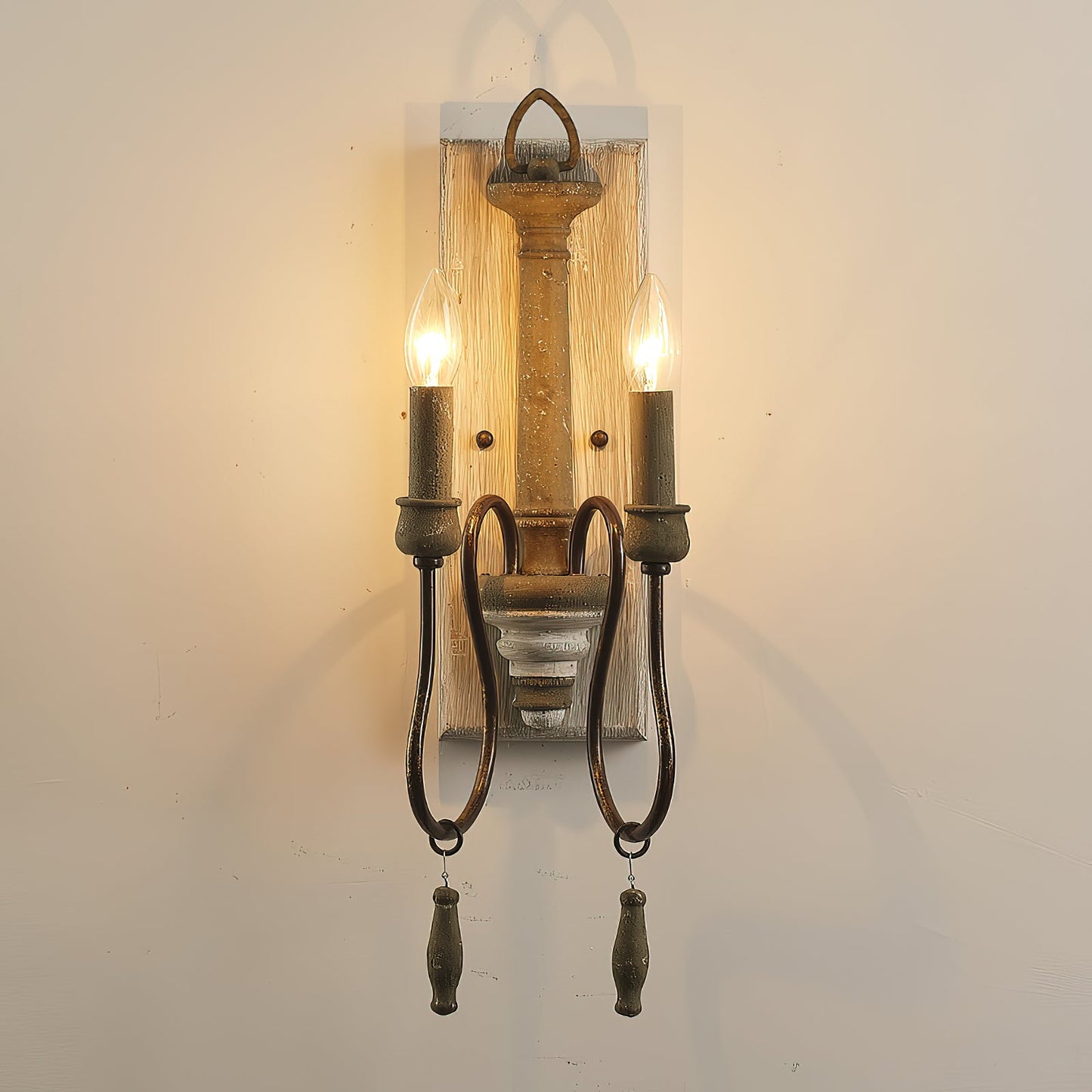 Zoe Wall Lamp - French Provincial 2-Light Wooden Sconce | Antique White Shabby Chic Wall Light