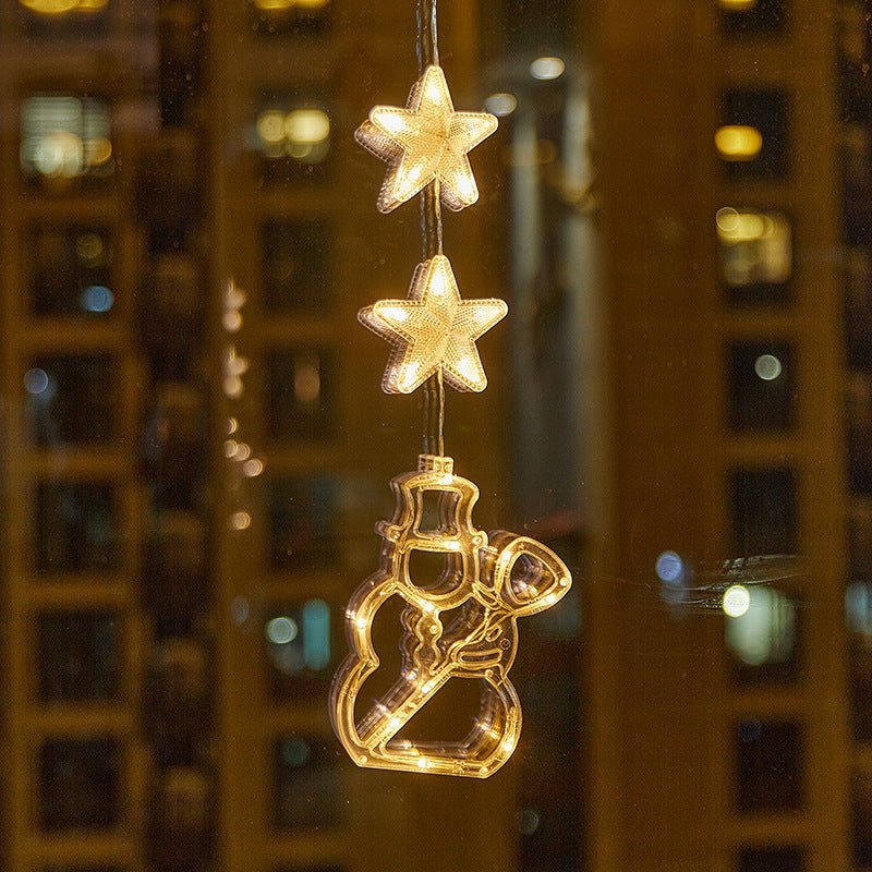 Christmas Suction Cup Window LED Lights - Silhouette Hanging Holiday Lamp | Battery Operated Showcase Night-Light | Warm & RGB