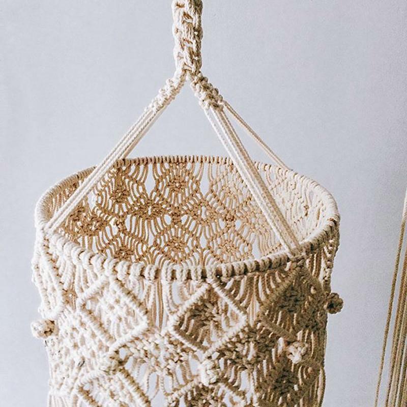Handwoven Macrame Chandelier - Natural Cotton Fringe Pendant Light Cover | Bohemian Nursery & Living Room Hanging Lamp Shade