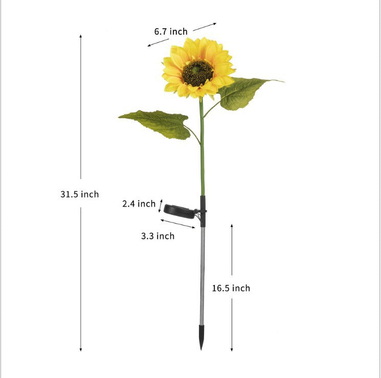 Sunflower Solar Garden Stake LED Lights - Waterproof Outdoor Flowerbed Spikes | Realistic Yellow Landscape Pathway Lights