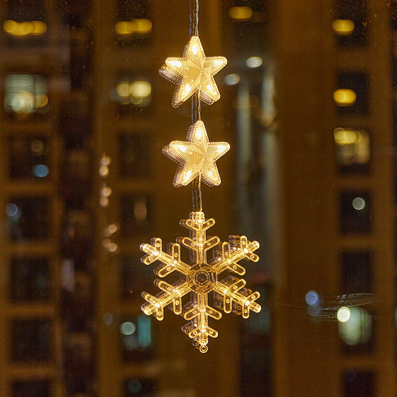 Christmas Suction Cup Window LED Lights - Silhouette Hanging Holiday Lamp | Battery Operated Showcase Night-Light | Warm & RGB
