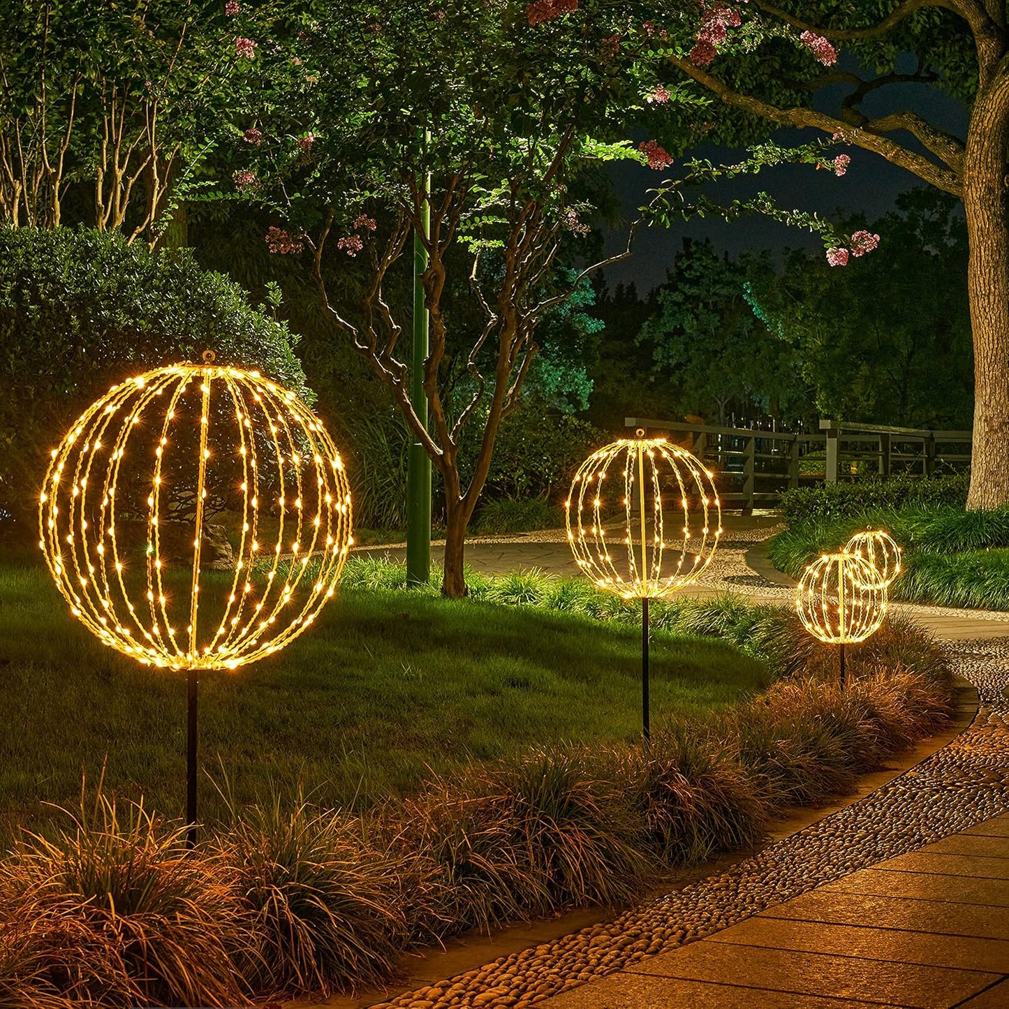 Lightweight Bright Light Ball - Fold-Flat LED Globe Light | Waterproof Hanging Sphere for Garden & Patio