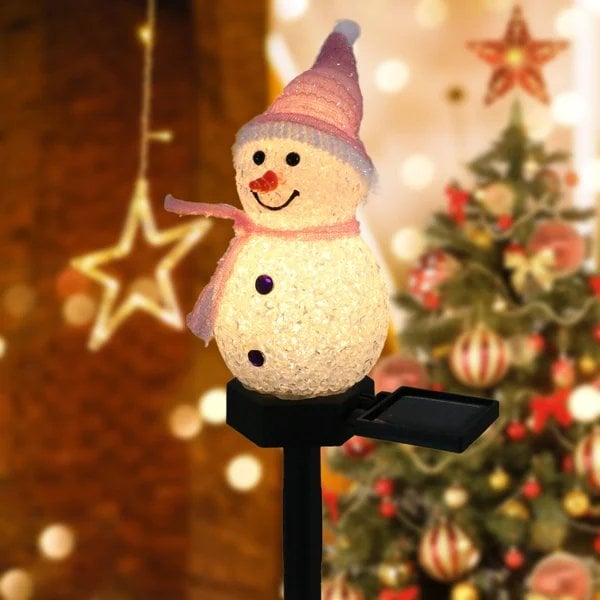 Waterproof Solar Snowman Lamp - Festive LED Outdoor Garden Stake | All-Weather Holiday Pathway Light