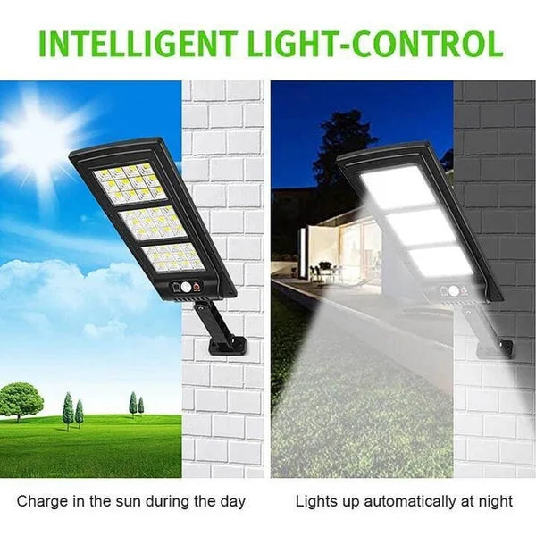 800W LED Solar Street Light with Remote Control - IP65 Waterproof Commercial Floodlight | Dusk-to-Dawn Motion Sensor Security Sconce