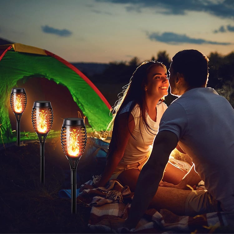 Solar Powered Fire Flame Garden Light - Waterproof LED Flickering Torch