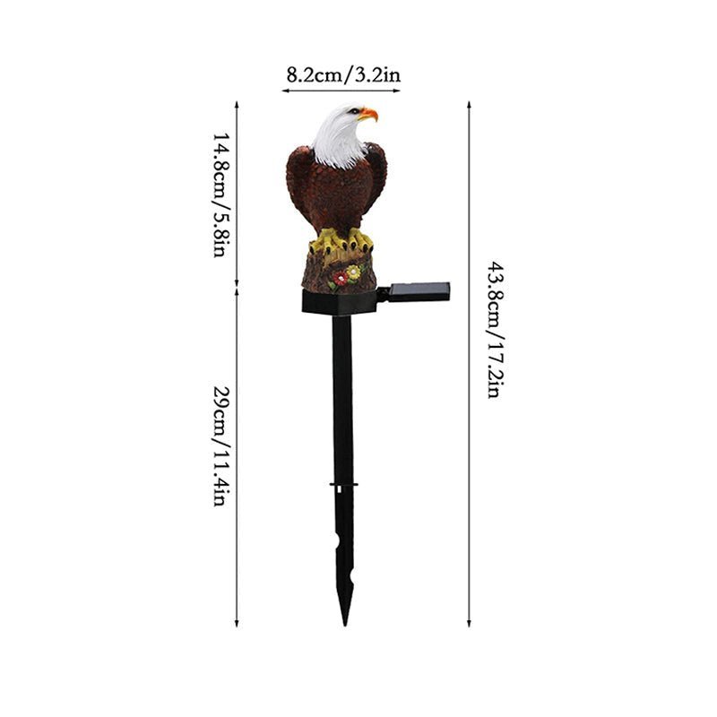Eagle Figure Garden Solar Post - Resin Eagle & Owl Yard Stake Light | Waterproof Outdoor LED Landscape Lamp