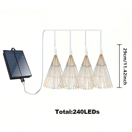 Solar Firework String Lights - Copper Wire Starburst Hanging Garland | IP65 Waterproof Yard & Party Light