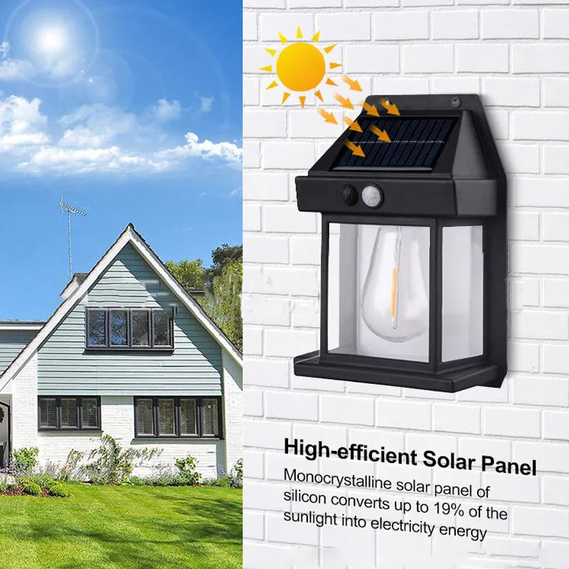 Solar Tungsten Wall Light (Buy 3 Get 1 Free) - Vintage Edison LED Motion Sensor Sconce | IP65 Waterproof Exterior Lamp