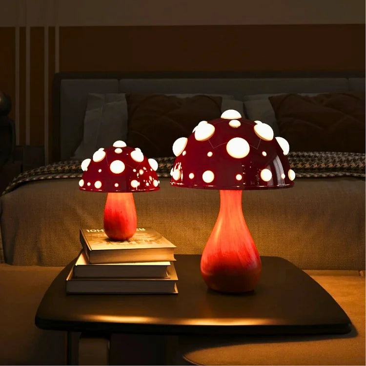 Creative Mushroom Table Lamp - Dappled Glass Polka Dot Touch Lamp