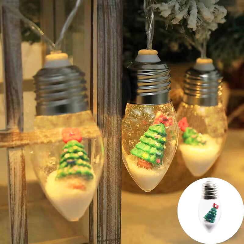 Christmas LED Bulb String Lights - Festive Santa & Tree Fairy Pendant Light | USB Powered Holiday Garland Sconce