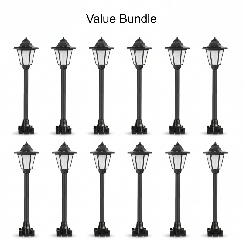 Vintage Solar-Powered Hexagonal Garden Lights - Retro Palace Lantern Stake & Post Mount | Waterproof LED Pathway Sconce
