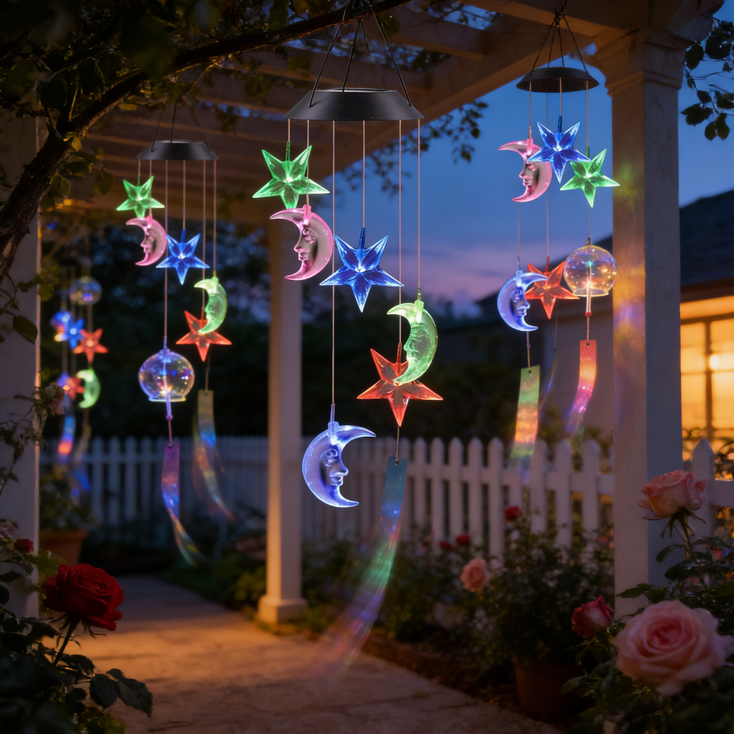 Solar-Powered Butterfly Wind Chime Lights - 7 Color Changing LED Outdoor Mobile | Waterproof Garden & Patio Hanging Sconce