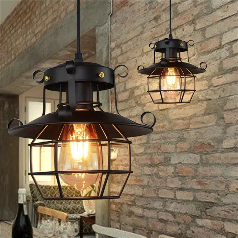 Oxford Steampunk Lamp – Wrought Iron Industrial Vintage Semi-Flush Ceiling Light