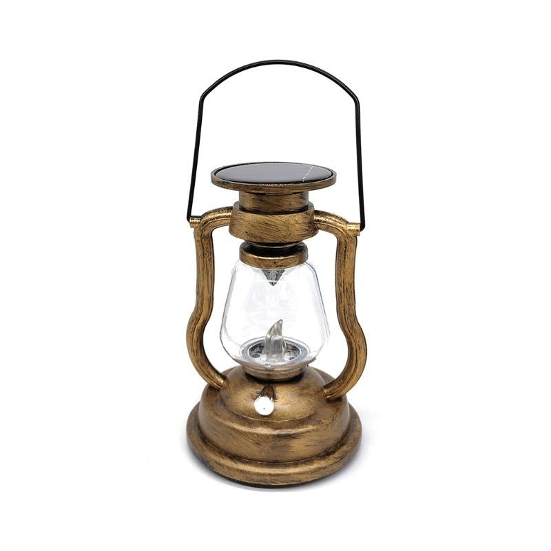 Outdoor Solar Steampunk Hurricane Lantern - Weatherproof Solar-Powered LED Portable Lantern