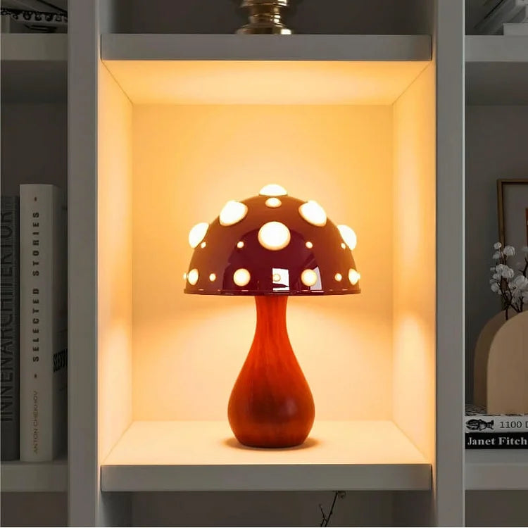 Creative Mushroom Table Lamp - Dappled Glass Polka Dot Touch Lamp