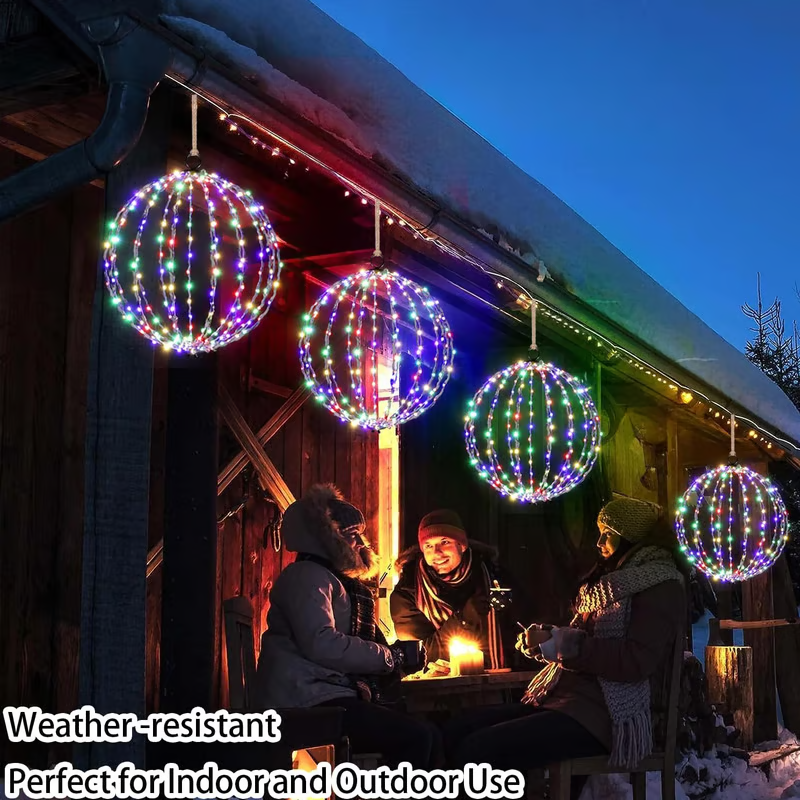 Foldable LED Light Sphere - Weatherproof All-Season & Holiday Ambient Globe