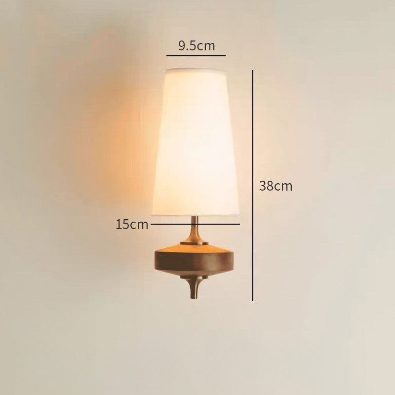 Retro Spindle Wall Sconce – Tapered Fabric Shade & Turned Wood Wall Sconce