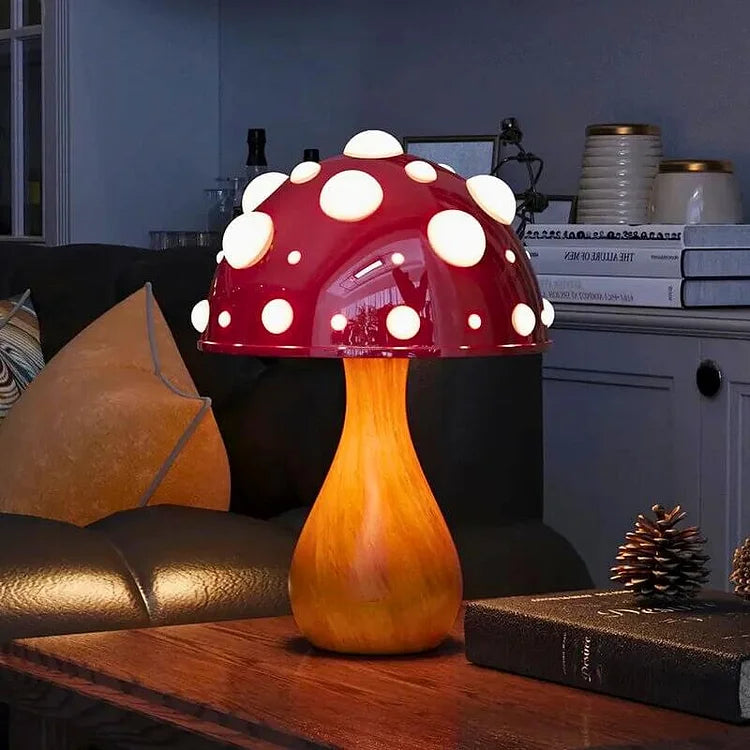 Creative Mushroom Table Lamp - Dappled Glass Polka Dot Touch Lamp
