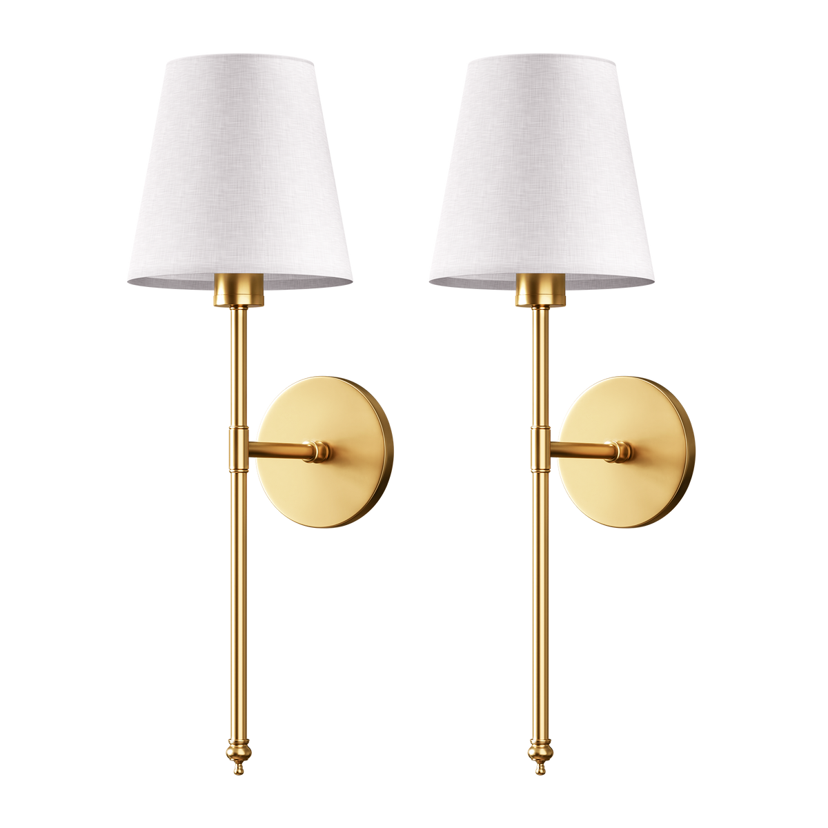 Wireless LED Wall Sconce - Rechargeable Fabric Shade Vanity Sconce | Drill-Free Magnetic Bedroom Bedside Lamp | Black & Gold