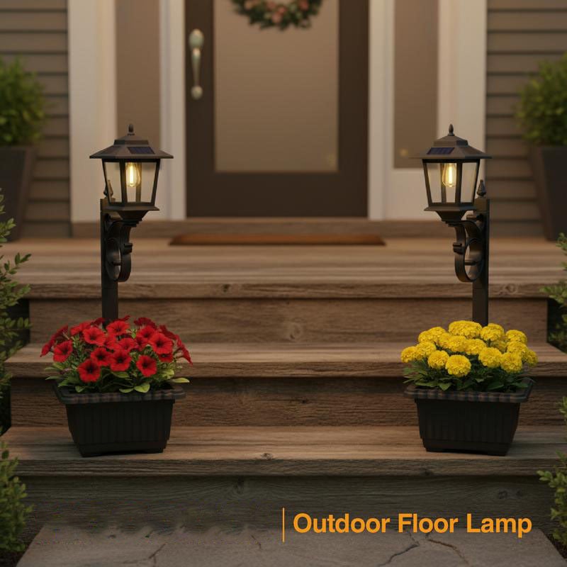 2-in-1 Solar Lamp Post with Planter - Multi-Mount Pathway & Wall Sconce | IP44 Waterproof Outdoor Garden Light
