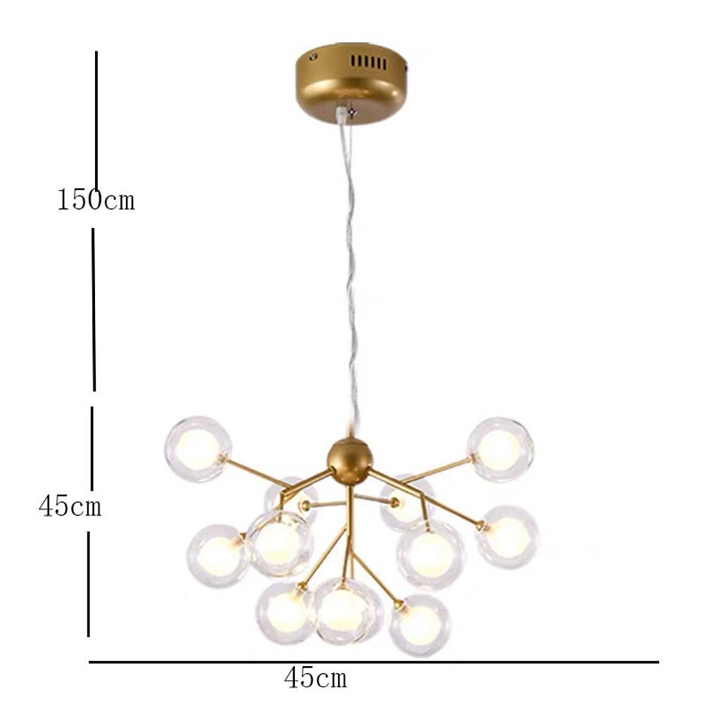 Sputnik Cluster Chandelier Light - Modern 12-Bulb Black & Gold Glass Globe Chandelier