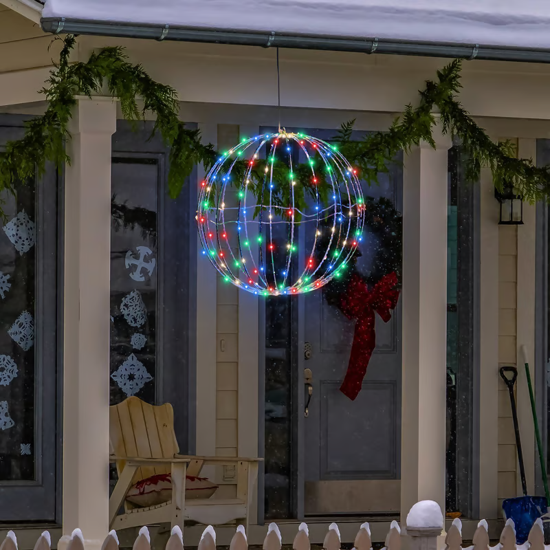 Foldable LED Light Sphere - Weatherproof All-Season & Holiday Ambient Globe
