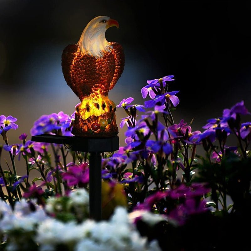 Eagle Figure Garden Solar Post - Resin Eagle & Owl Yard Stake Light | Waterproof Outdoor LED Landscape Lamp