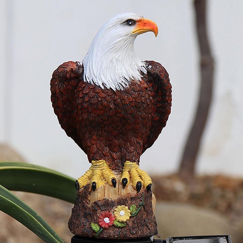 Eagle Figure Garden Solar Post - Resin Eagle & Owl Yard Stake Light | Waterproof Outdoor LED Landscape Lamp