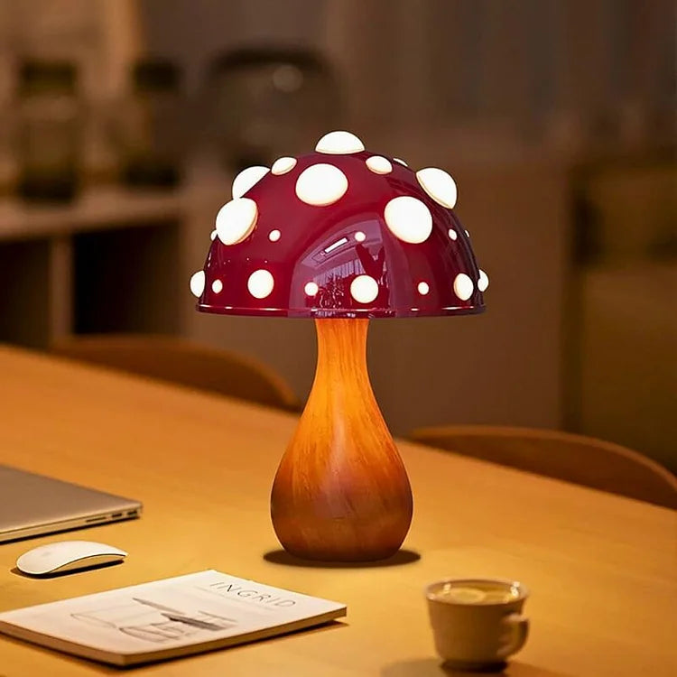 Creative Mushroom Table Lamp - Dappled Glass Polka Dot Touch Lamp