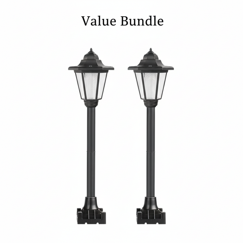 Vintage Solar-Powered Hexagonal Garden Lights - Retro Palace Lantern Stake & Post Mount | Waterproof LED Pathway Sconce