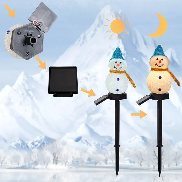 Waterproof Solar Snowman Lamp - Festive LED Outdoor Garden Stake | All-Weather Holiday Pathway Light
