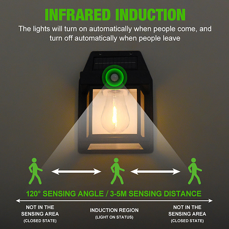 Solar Tungsten Wall Light (Buy 3 Get 1 Free) - Vintage Edison LED Motion Sensor Sconce | IP65 Waterproof Exterior Lamp