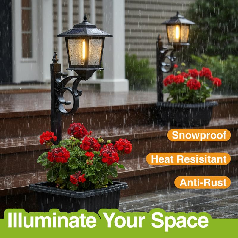 2-in-1 Solar Lamp Post with Planter - Multi-Mount Pathway & Wall Sconce | IP44 Waterproof Outdoor Garden Light